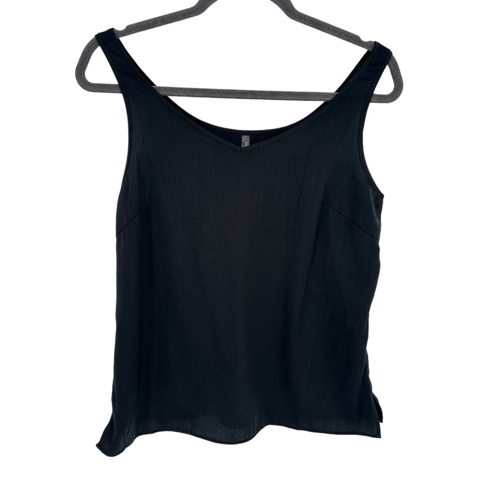 Summersalt Sleeveless Black Blouse Round Neck Side Slits Casual Workwear Size XS